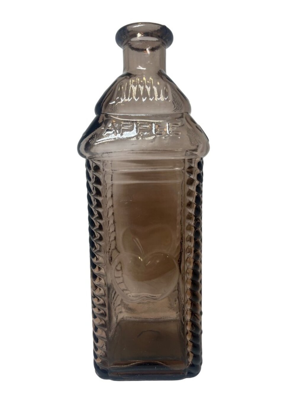 Antique Amber Glass Bottle Embossed With Apple Design & Bitters Text 8-Inch Deco